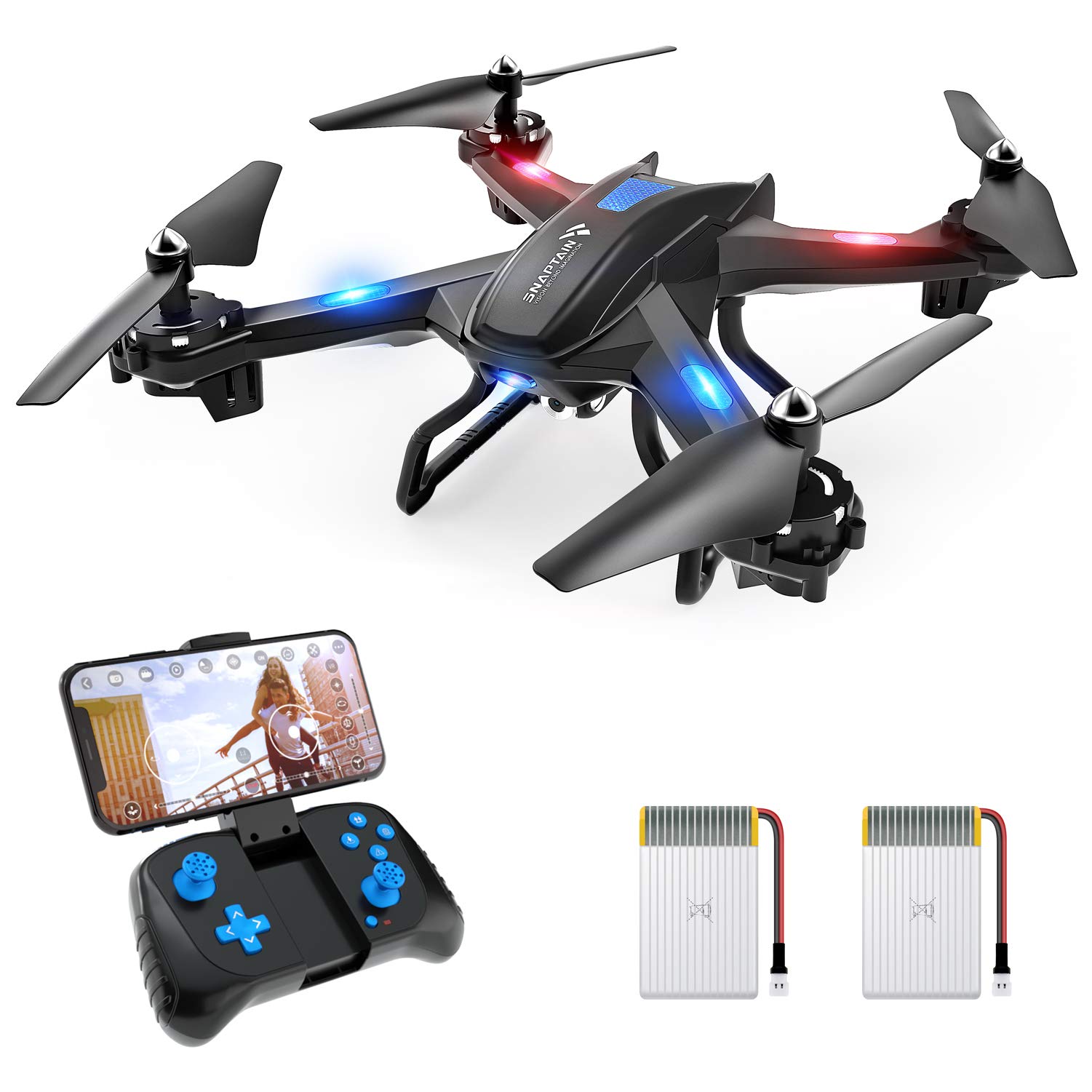 SNAPTAIN S5C WiFi FPV Drone with 2K Camera,Voice Control, Wide-Angle Live Video RC Quadcopter with Altitude Hold, Gravity Sensor Function, RTF One Key Take Off/Landing, Compatible w/VR Headset