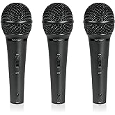 Behringer ULTRAVOICE XM1800S Dynamic Handheld Microphone, 3 Pack