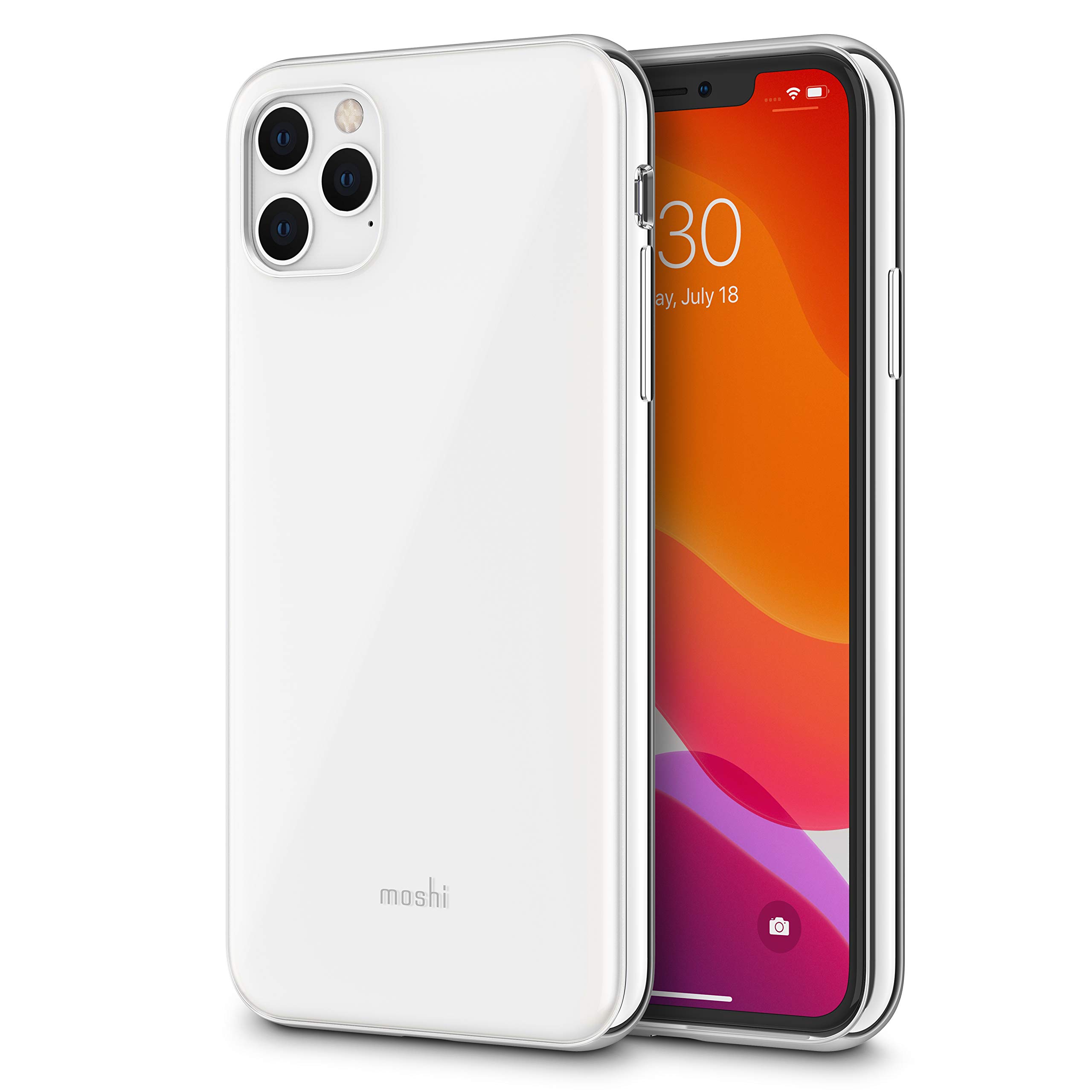 MOSHI iPhone 11 Pro Max Case | Military-Grade Drop Protection, Durable, Wireless Charge Compatible (Iglaze Pearl White)