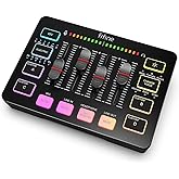 FIFINE Gaming Audio Mixer, Streaming RGB PC Mixer with XLR Microphone Interface, Individual Control, Volume Fader, Mute Butto