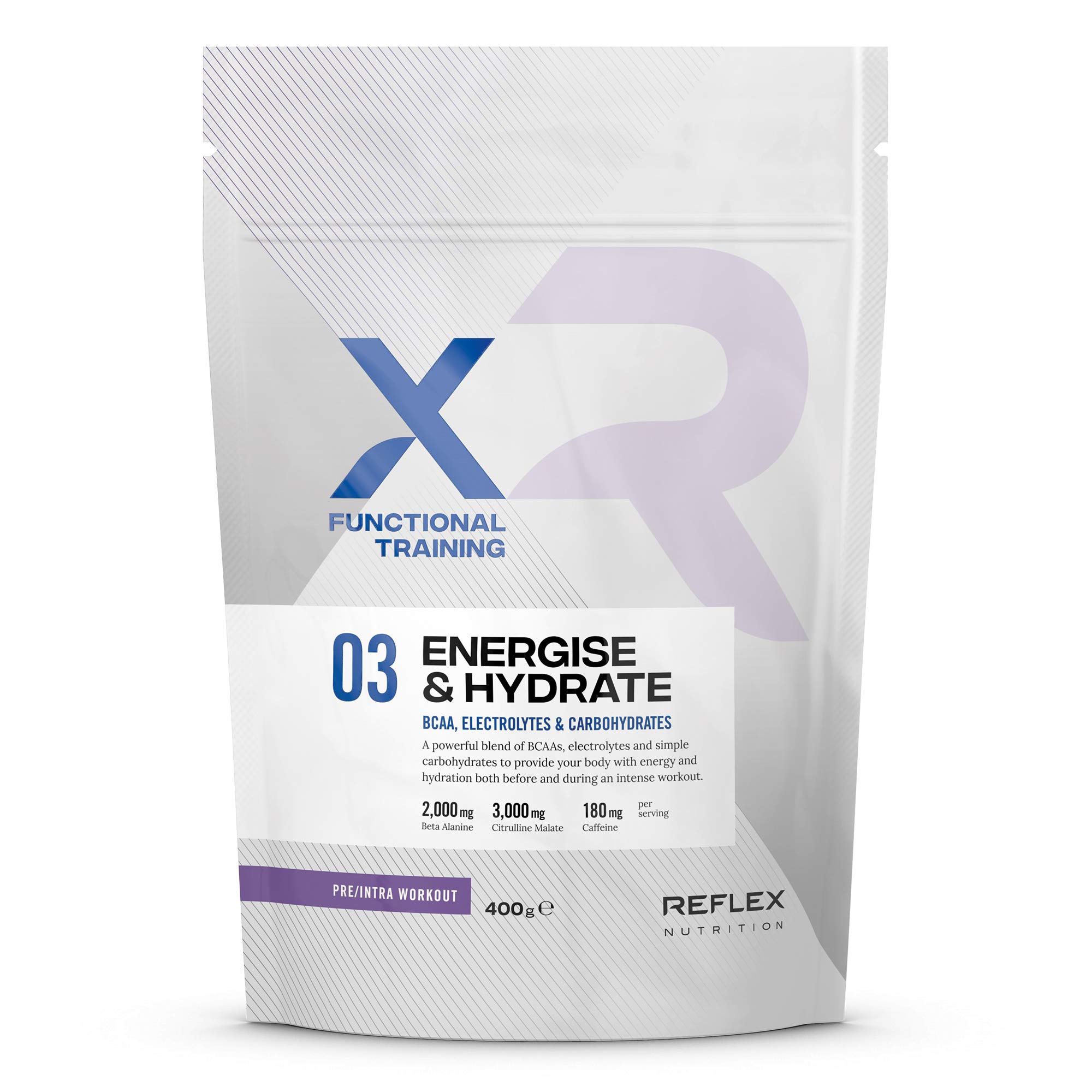 Reflex Nutrition Energise & Hydrate PRE INTRA WORKOUT Protein Powder BCAA Electrolytes Carbohydrates 180mg Caffeine (Watermelon) (400g)