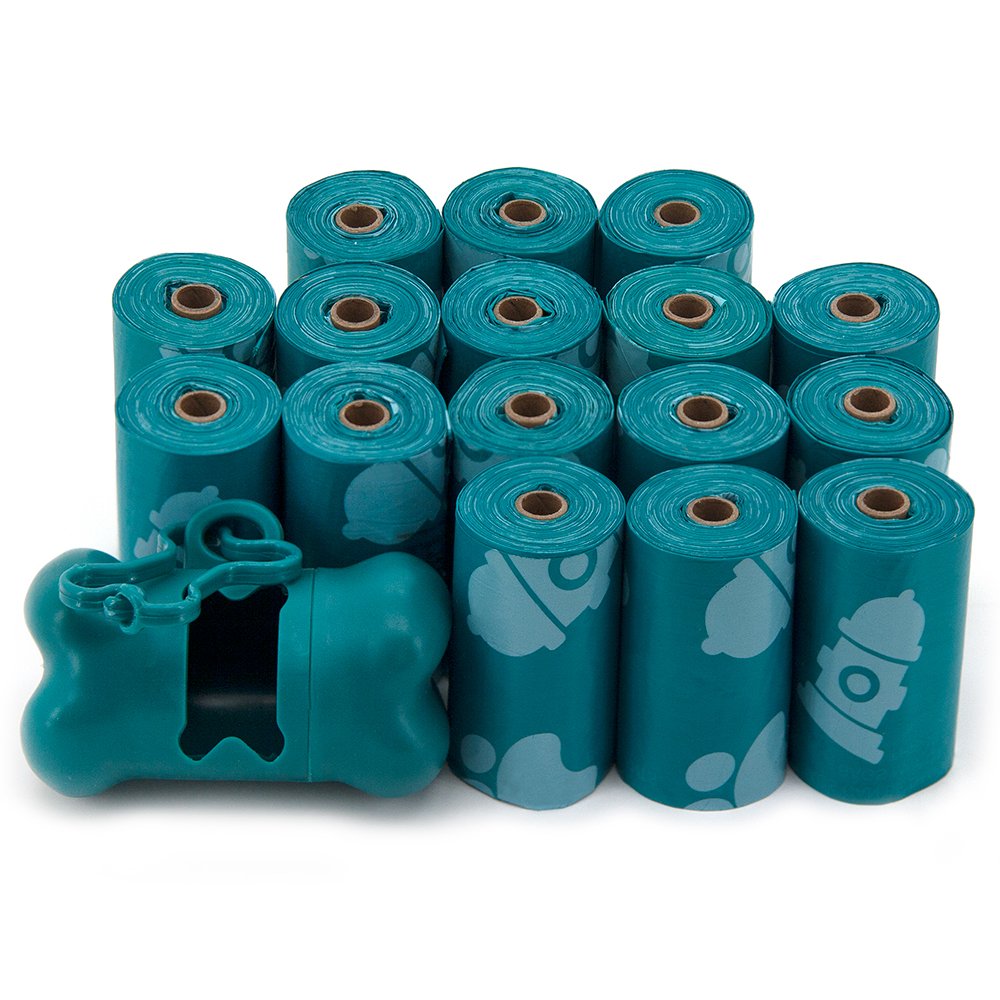 Best Pet Supplies Dog Poop Bags for Waste Refuse Cleanup, Doggy Roll Replacements for Outdoor Puppy Walking and Travel, Leak Proof and Tear Resistant, Thick Plastic - Turquoise, 240 Bags