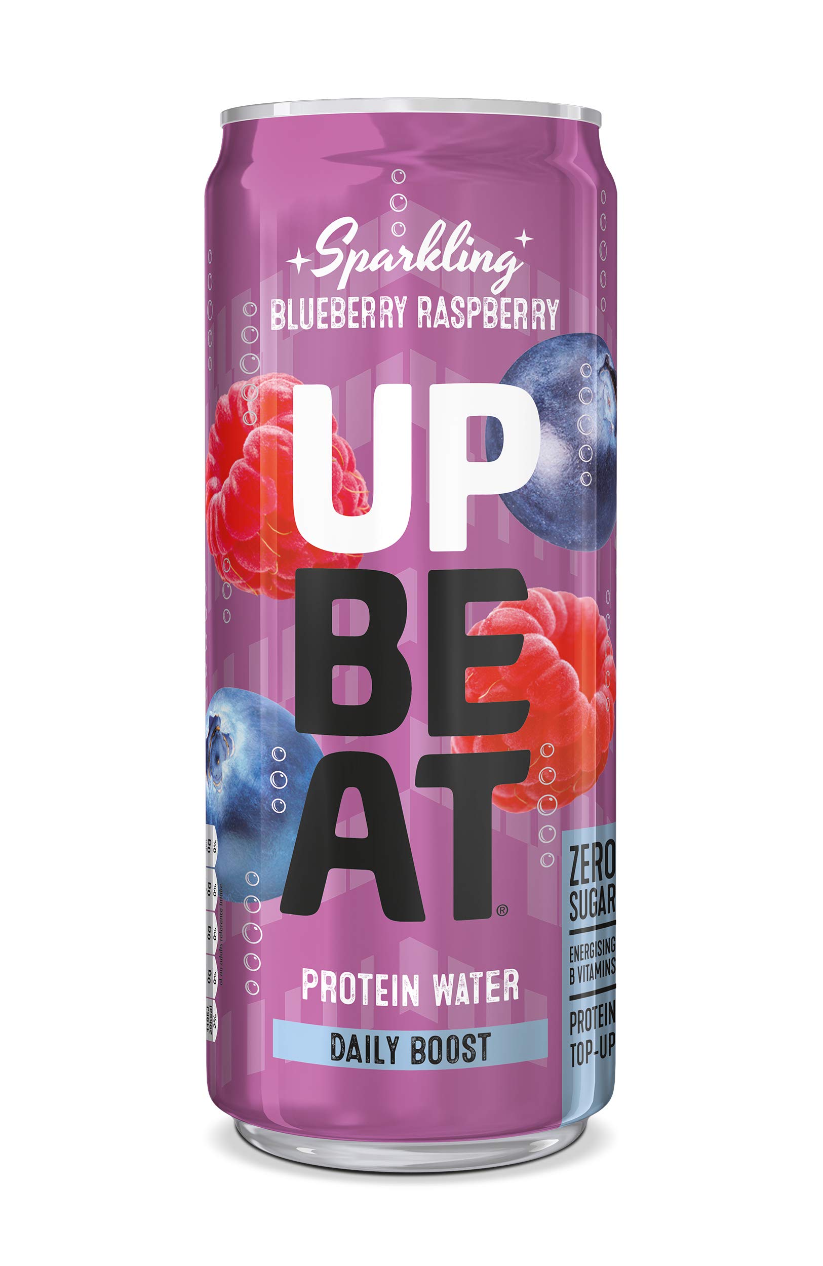 UPBEAT *New* Sparkling Protein Water | Daily Boost | Energising B Vitamins | Real Fruit | Protein Boost | 12 x 330ml Blueberry Raspberry