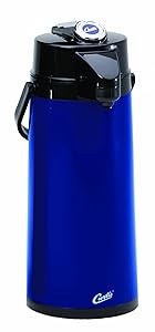 Wilbur Curtis Thermal Dispenser Air Pot, 2.2L Blue Body Glass Liner Lever Pump - Commercial Airpot Pourpot Beverage Dispenser - TLXA2204G000 (Each)