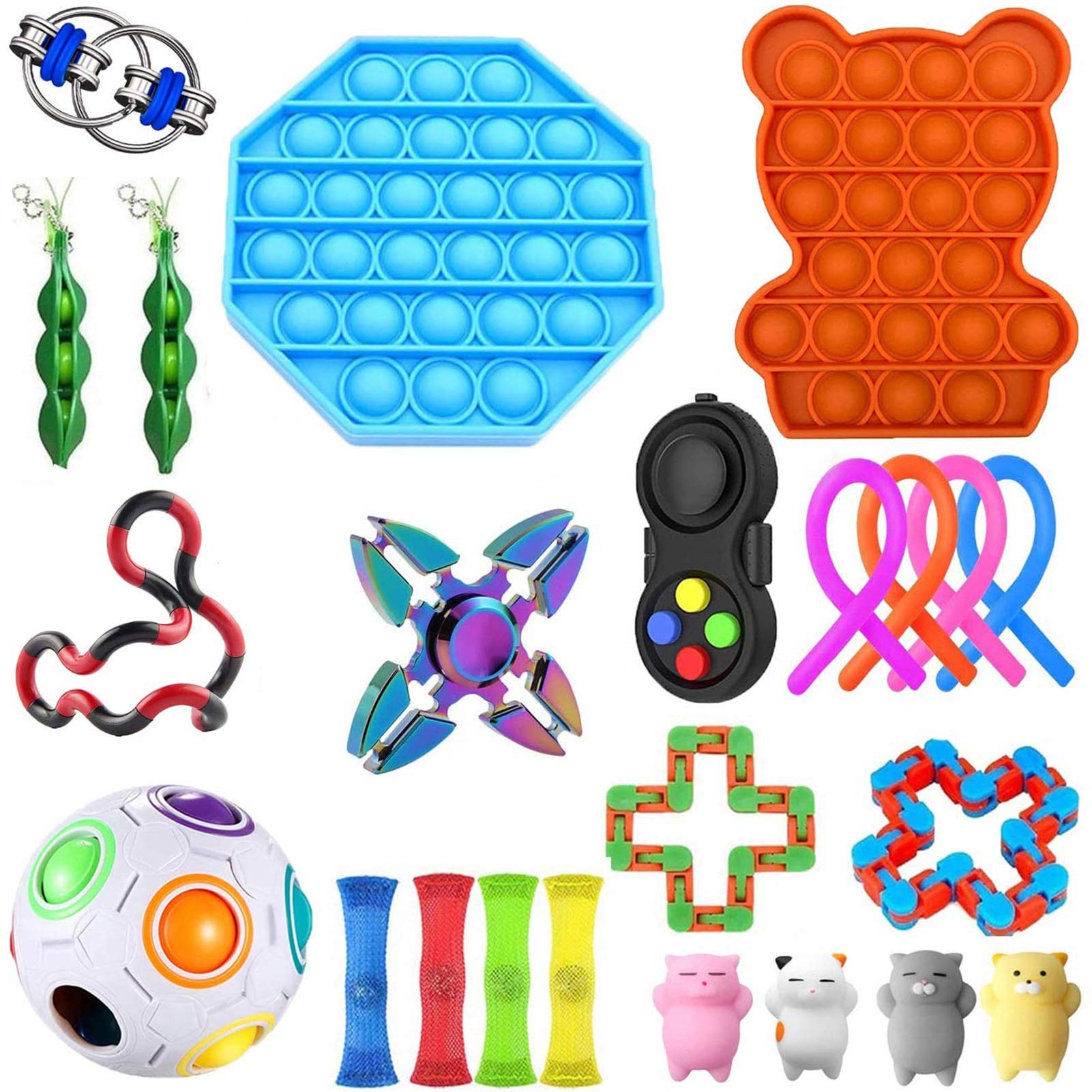 Wangy Sensory Toys Set, Fidget Toys for Kids and Adults, Stress Relief for Kids and Adults, Special Toys Assortment for Birthday Party Favors