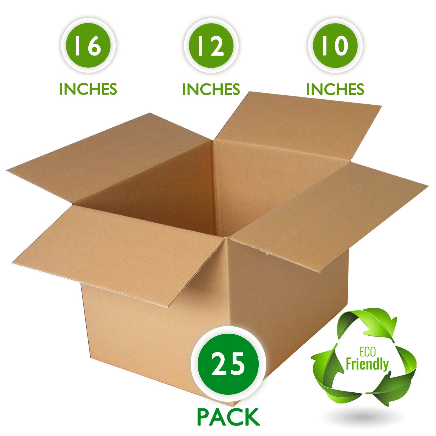 PackageZoom 16 x 12 x 10 Inches Medium Moving Boxes Strong Shipping Boxes, 25 Pack