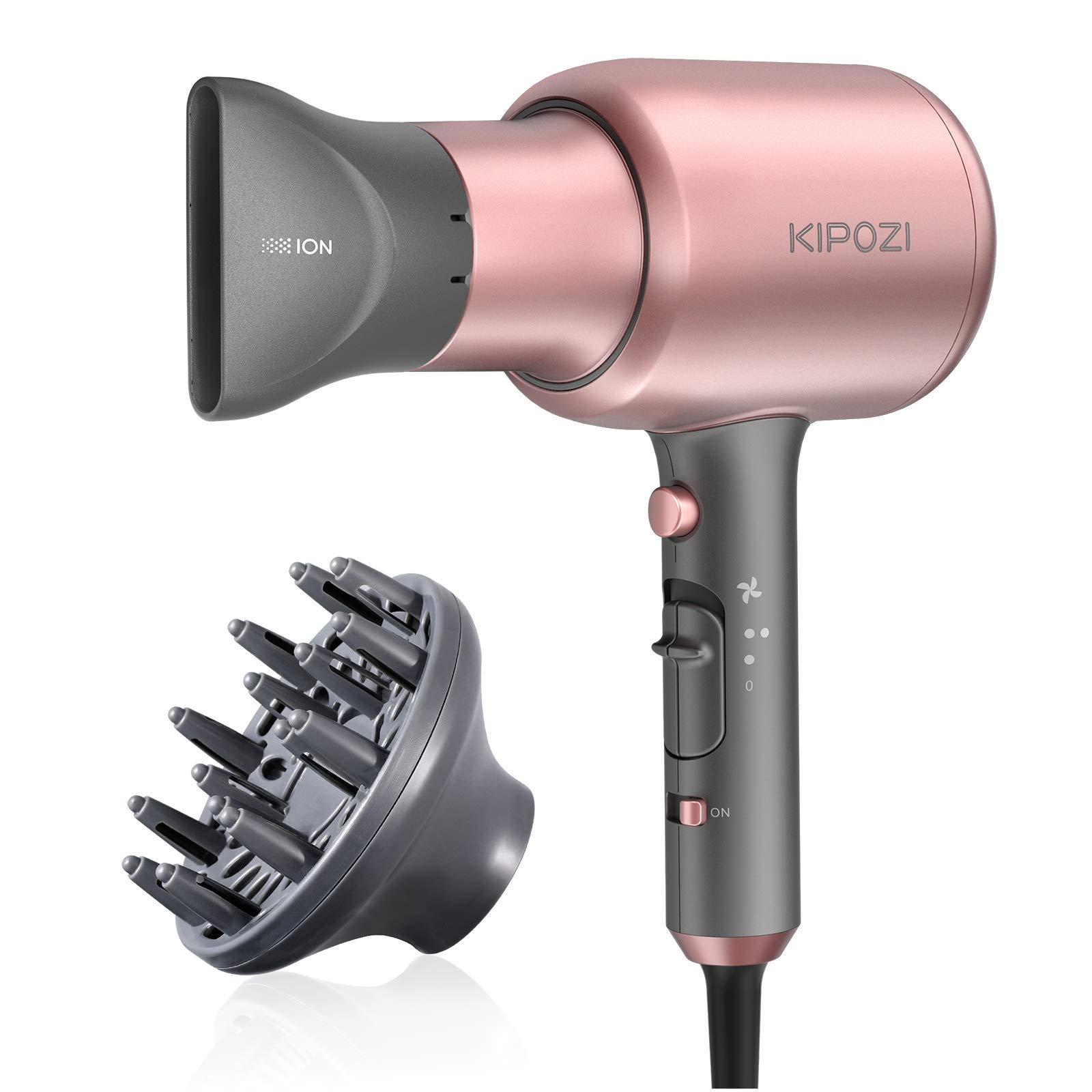 KIPOZI Negative Ions Hair Dryer Professional Salon Ionic Blow Dryer 1875 Watt Hairdryer with Concentrator Nozzle Attachment Ceramic Technology Powerful Fast Drying for Women, Packaging Vary