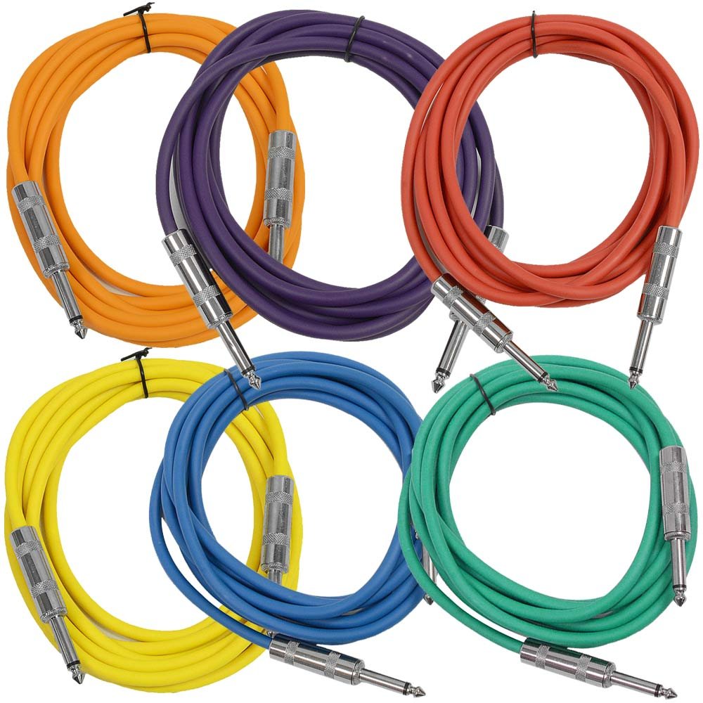 Seismic AudioSpeakers Guitar Cables, TS ¼” Guitar Cables, Colored, 10 Feet