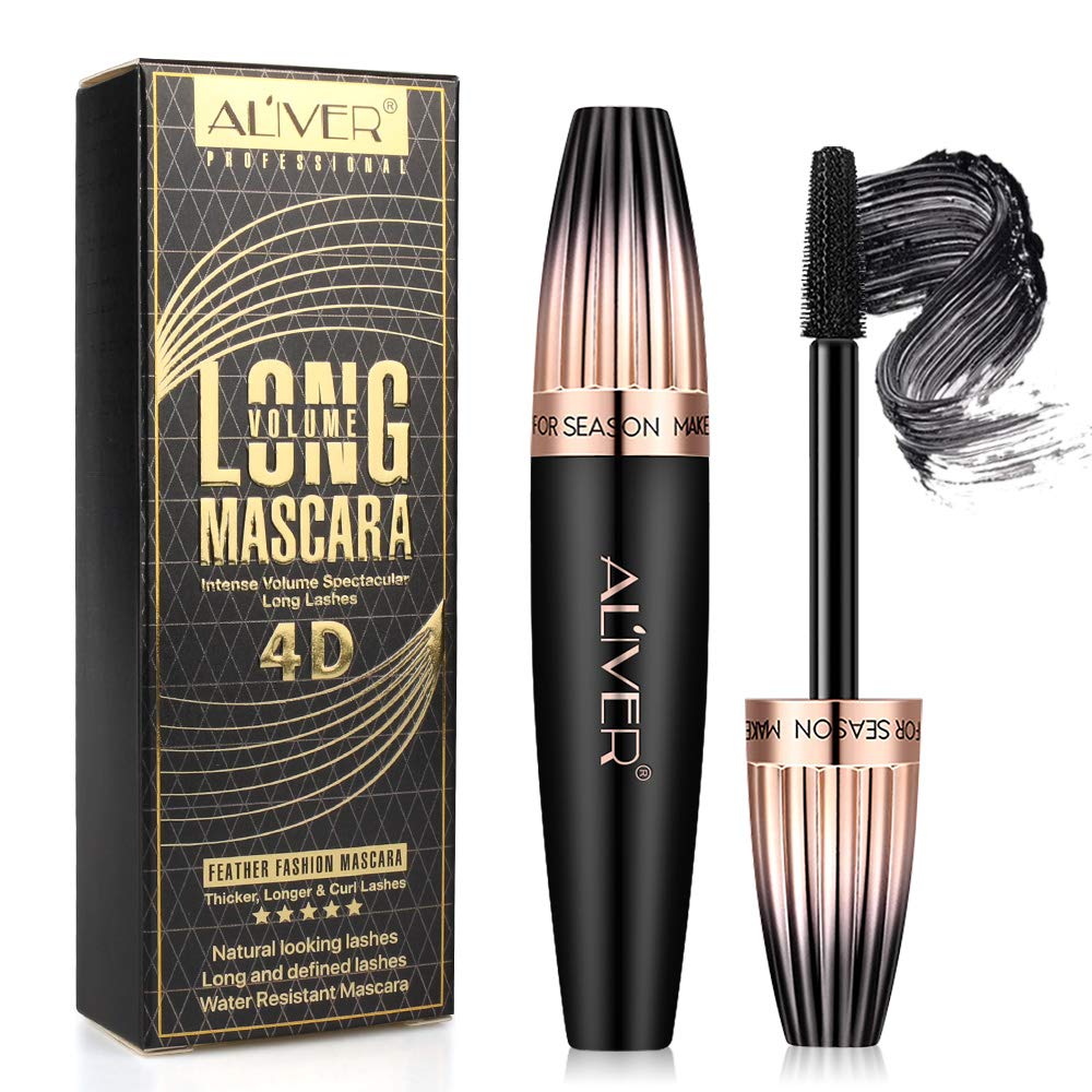 4D Silk Fiber Lash Mascara Waterproof, Luxuriously Longer, Thicker, Voluminous Eyelashes, Long-Lasting, Dramatic Extension, Smudge-Proof, Hypoallergenic Formula