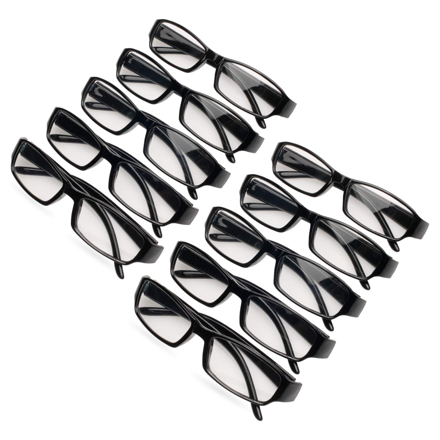 10 Pack Reading Glasses Women and Men, Spectacles Eyeglasses, Plastic Classic Style Black Frame, Inexpensive Value Readers, Multi Pack Set of Glasses for Reading (+3.50)