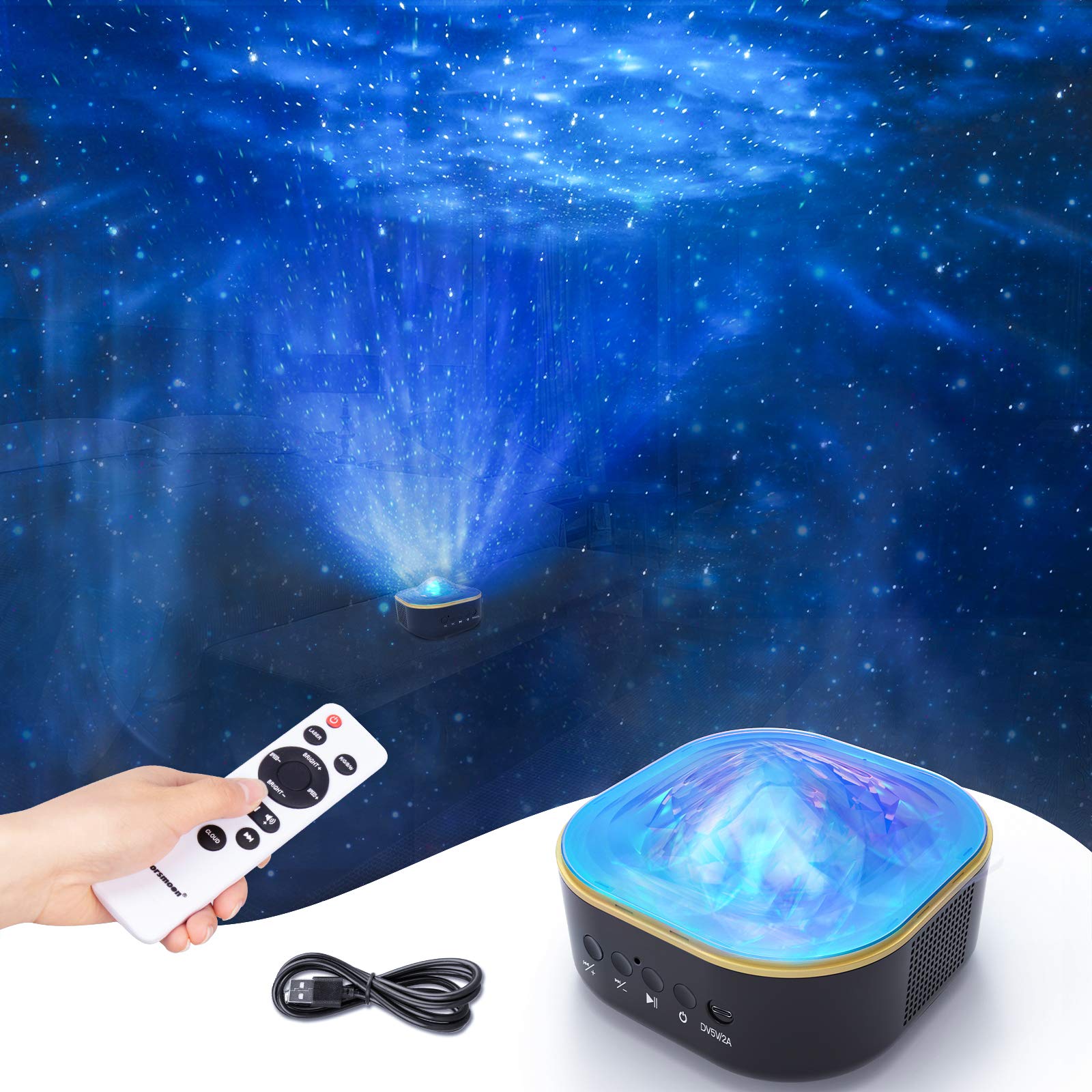 Star Projector, Galaxy Projector, colorsmoon 2 in 1 Night Light Starry Projector with Remote Control for Kids Baby Teen Adults, Perfect for Bedroom/Party/Home Decor (Black)