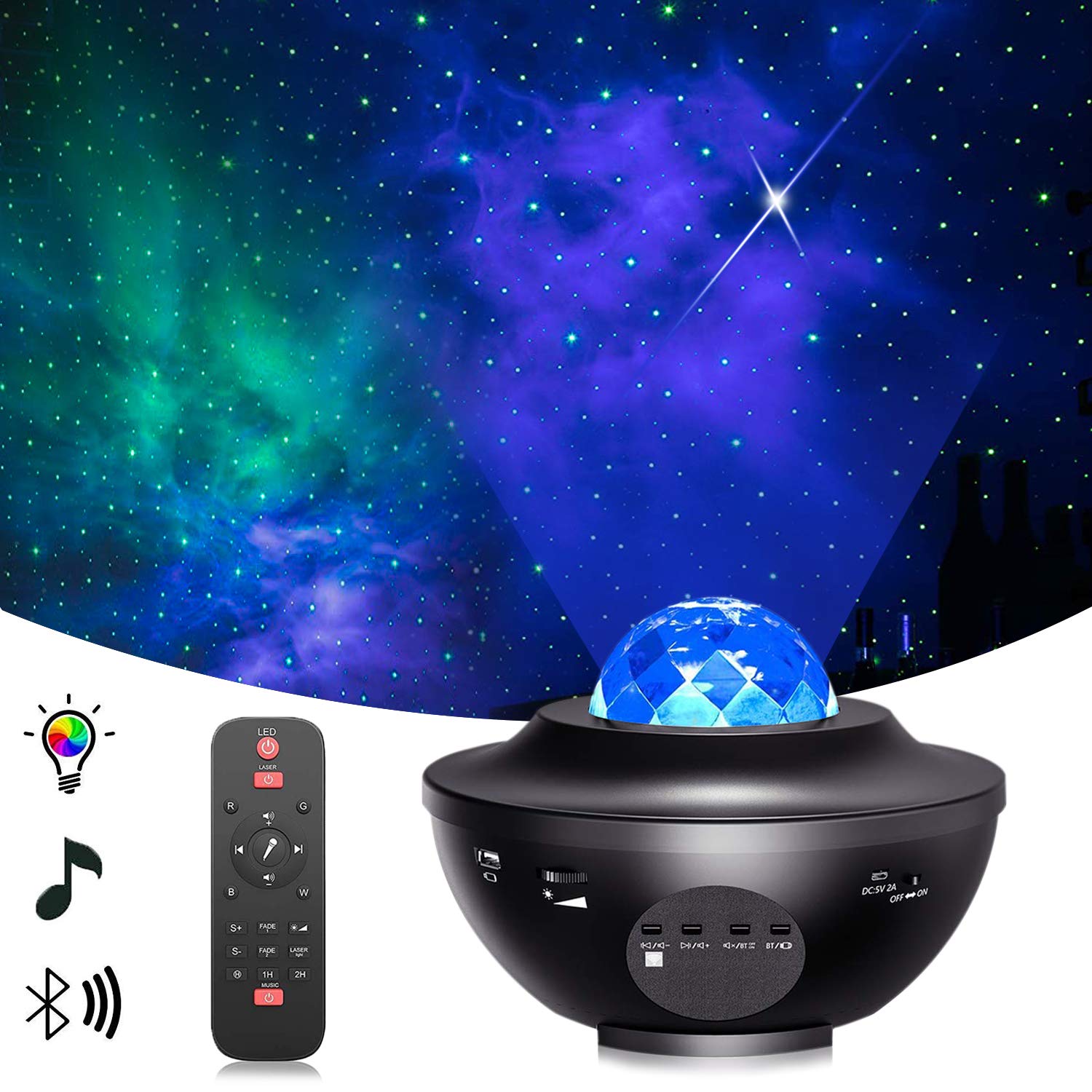 Star Projector,Galaxy Projector,Night Light Projector with LED Galaxy Ocean Projector Bluetooth Music Speaker for Baby Bedroom,Game Rooms,Party,Home Theatre,Night Light Ambiance.