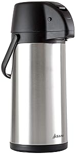 Thermal Coffee Airpot Carafe (101oz) | 17-Cup Insulated Thermos with Pump Beverage Dispenser | 20-Hour Hot and Cold Insulation | Stainless Steel Urn for Tea, Water, Coffee, Iced Drinks