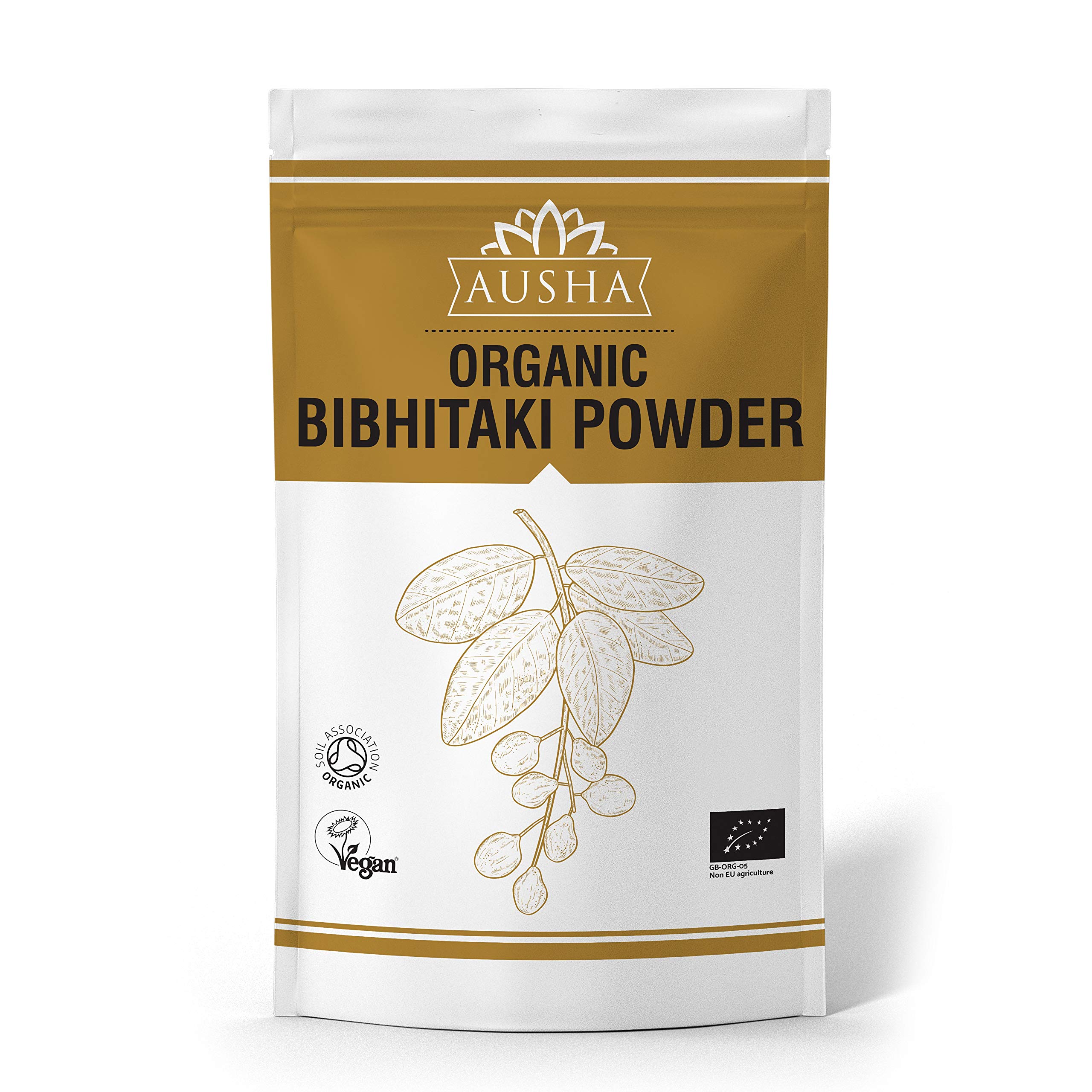 Ausha Organic Bibhitaki Powder 100g | Premium Quality | Certified Organic by Soil Association