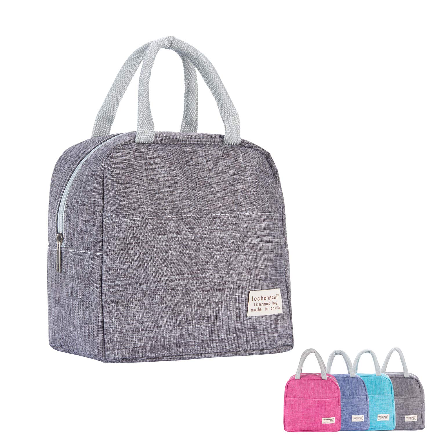 Small Lunch Bags for Women and Men Kids Insulated Cooler Lunch Tote Bag Reusable Lunch Box Kids for Back to School, Work, Office(Grey)