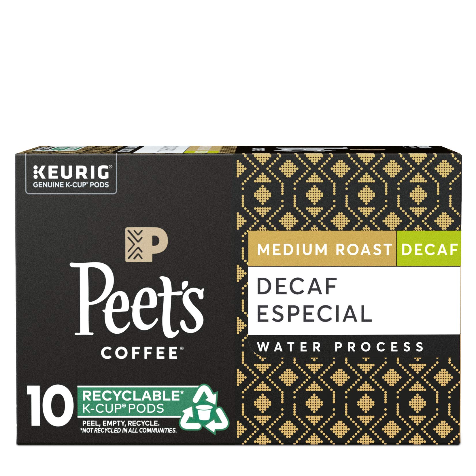 Peet's Coffee K-Cup Single Serve Pack for Keurig Brewers, Decaffeinated Especial, 10 ct