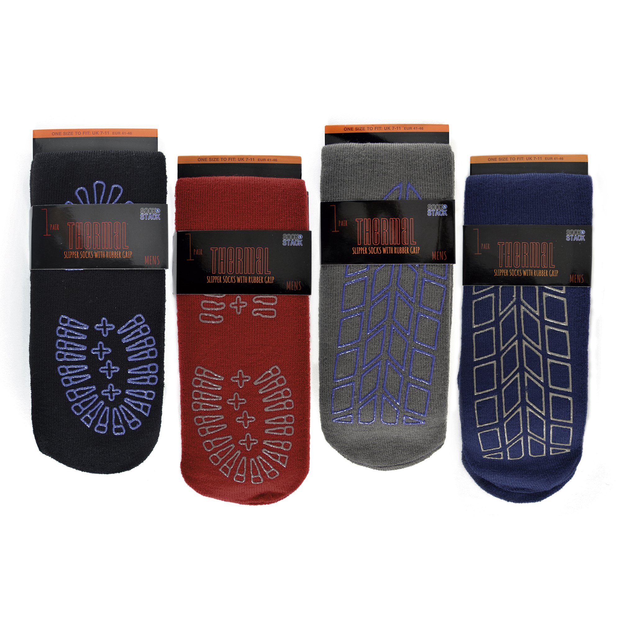 4 Pairs Of Men's Thermal Slipper Socks, Non-Skid Cosy Gripper Socks UK 7-11