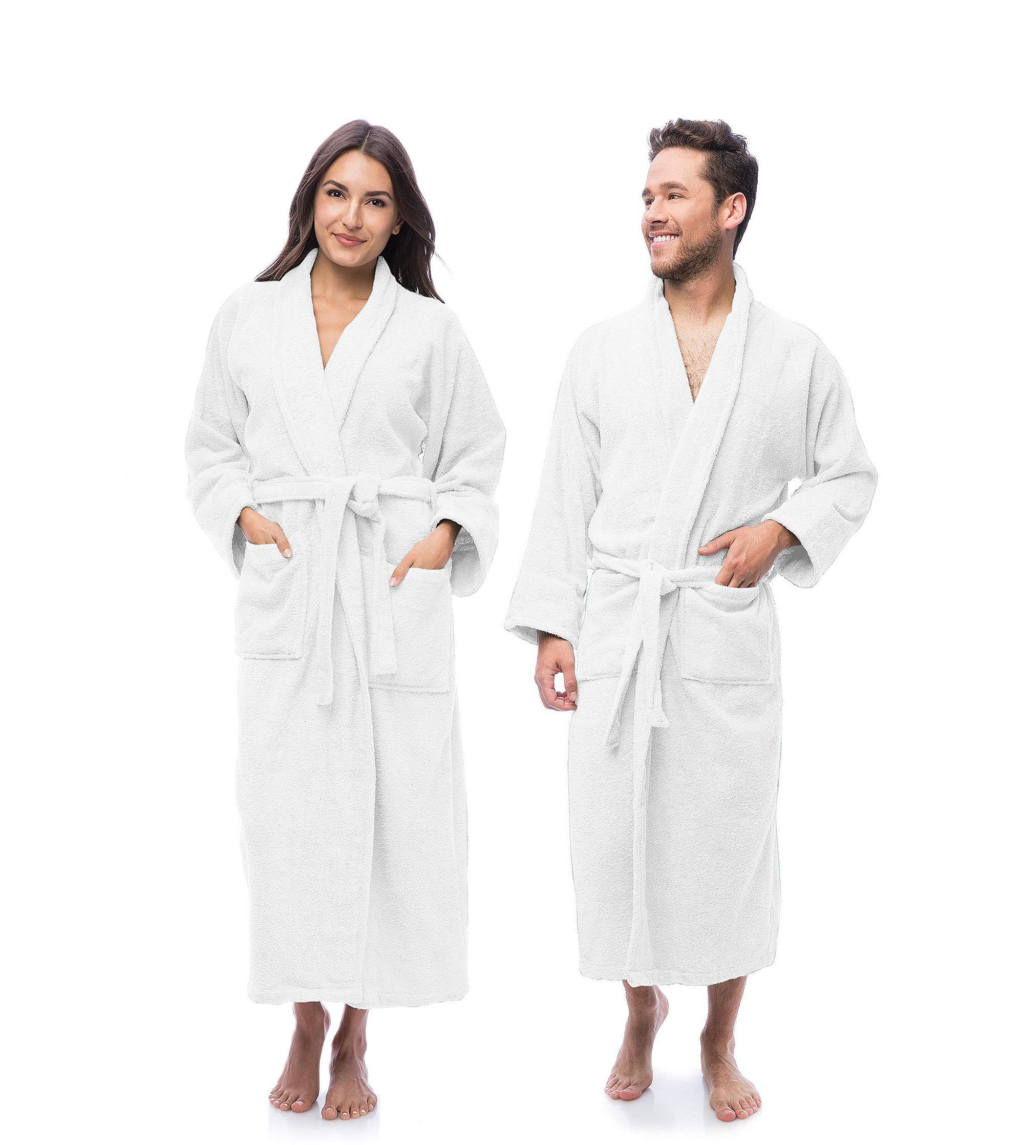 Luxury Cotton Terry Shawl Collar Bathrobe for Men & Women 100% Combed Terry Unisex Spa Robe