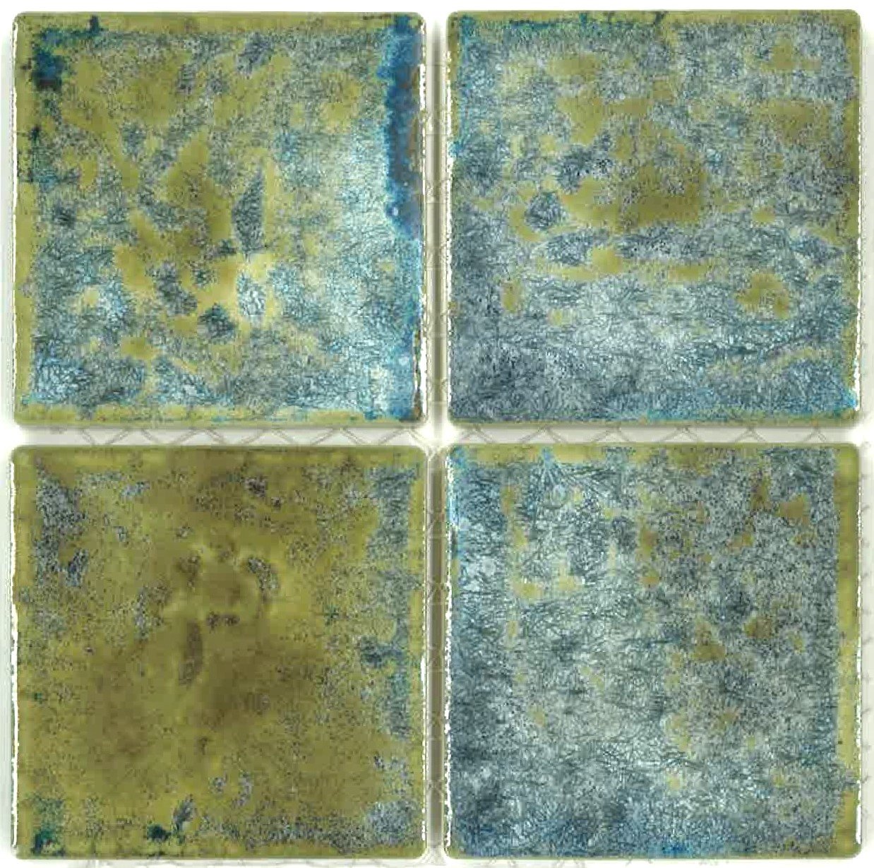 Fujiwa Porcelain glazed Swimming Pool Waterline Tile STS-336 CRYSTAL BAMBOO 3 x 3 In, Box of 2 Sheets of Tiles 2 SQ FT