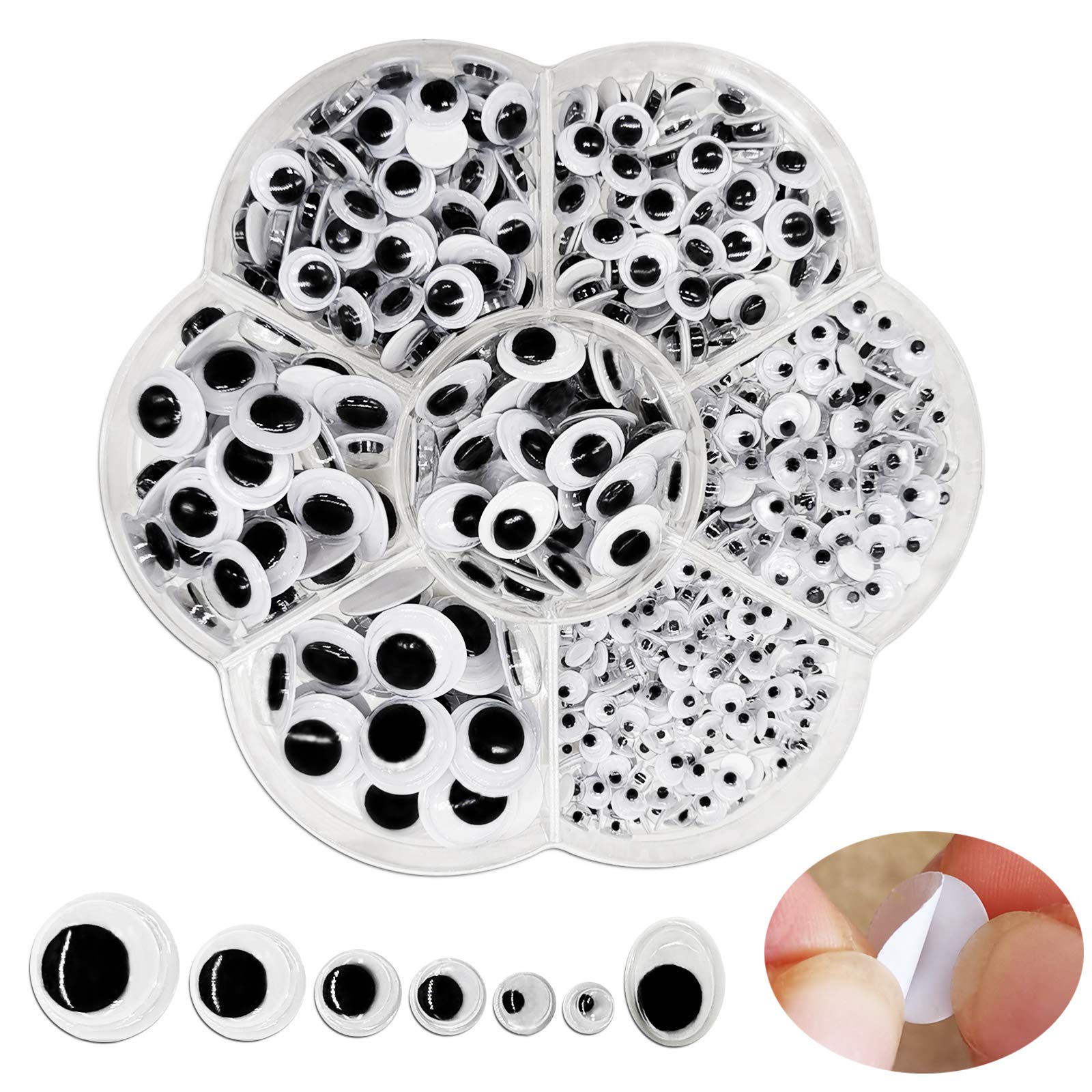 FANGZI 500PCS Self Adhesive Wiggle Googly Eyes 4mm -12mm for DIY Scrapbooking Crafts Toys Accessories