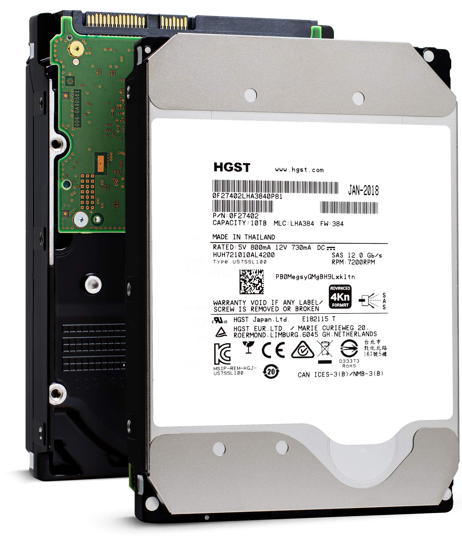 HGST WD Ultrastar DC HC520 HUH721212AL4200 12TB HDD 7200 RPM SAS 12Gb/s Interface 4Kn ISE 3.5-Inch Helium Data Center Enterprise Internal Hard Disk Drive HDD(Renewed)