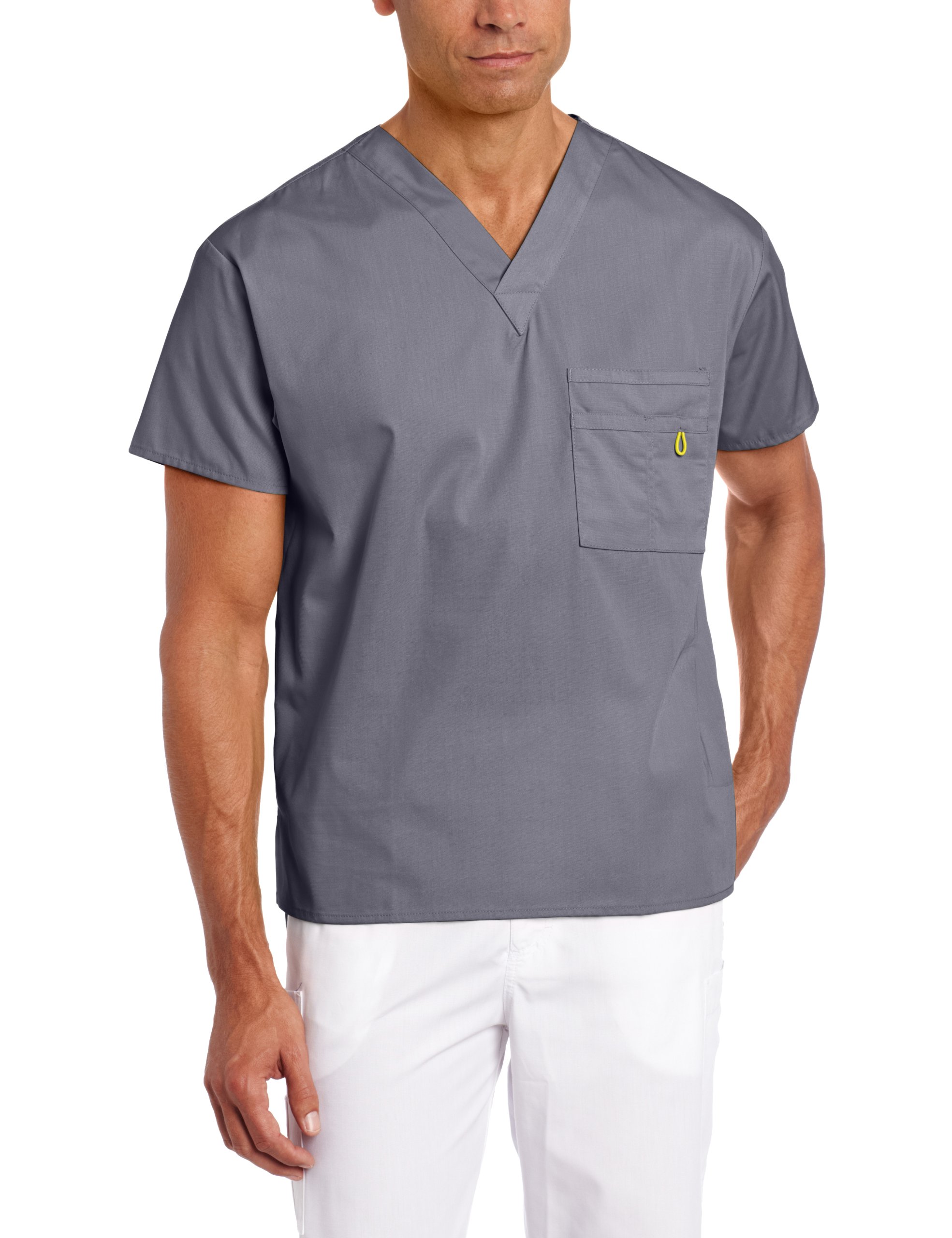 WonderWinkMen's The Alpha Unisex V-Neck Scrub Top, Pewter, Medium, Pewter, M