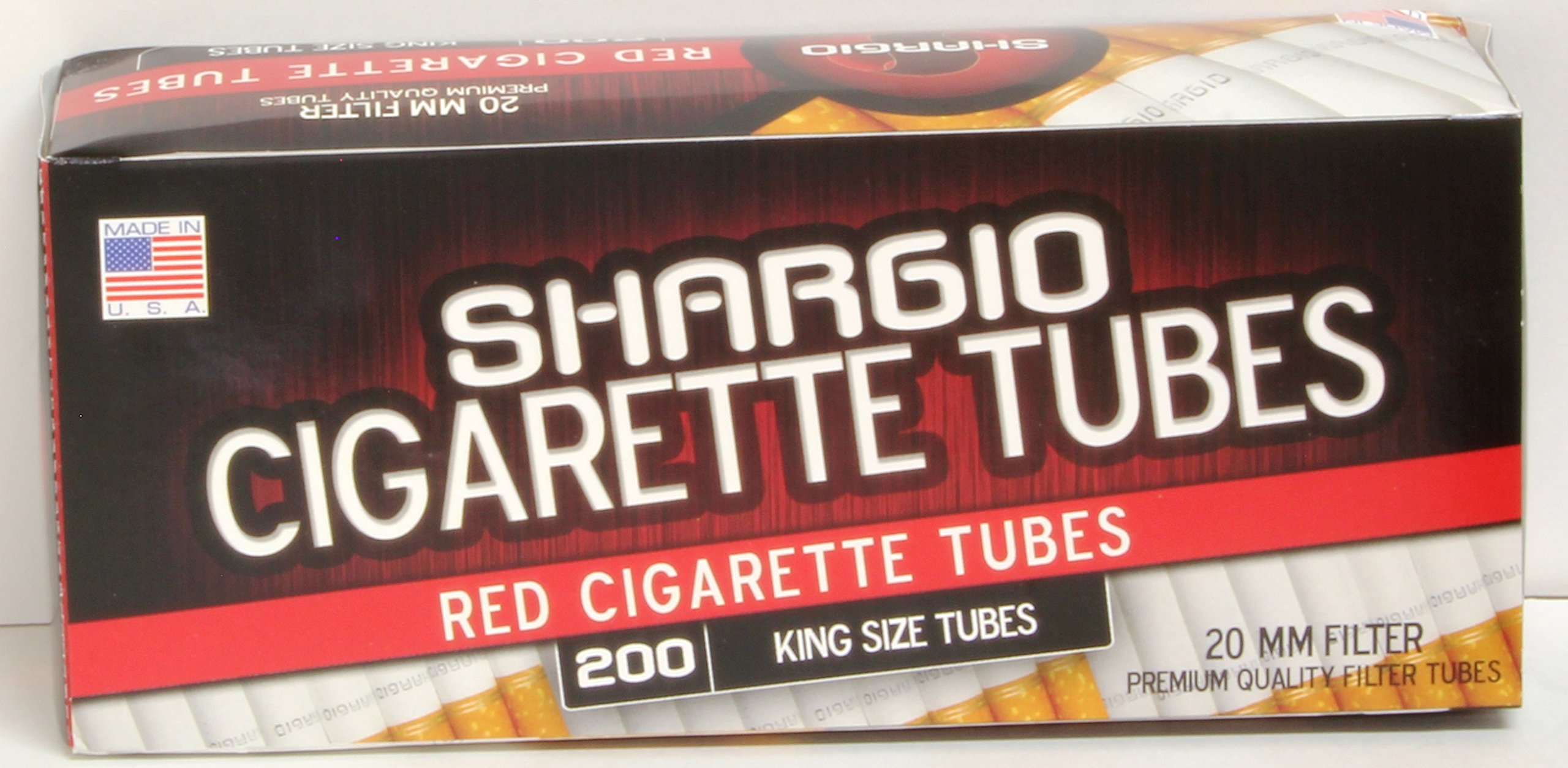 Shargio Red King-Size Stunning Filter Tubes 200ct Contains Amazing Taste Comes with Metal Bonus Case - Pack of 5