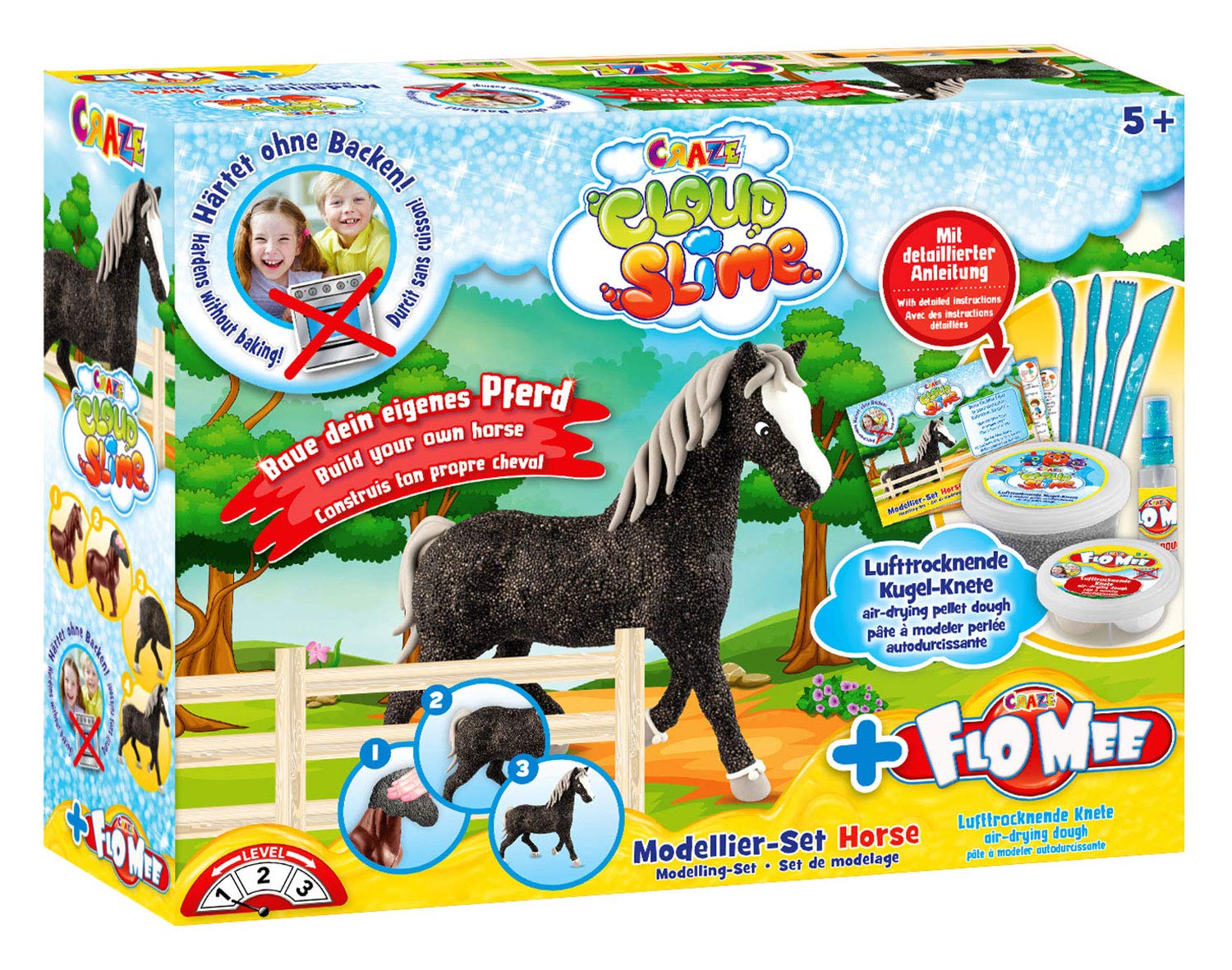 CRAZE FloMee CloudSlime FLO MEE + Cloud Slime Horse Modeling Craft Set Putty 15605, Multicolor