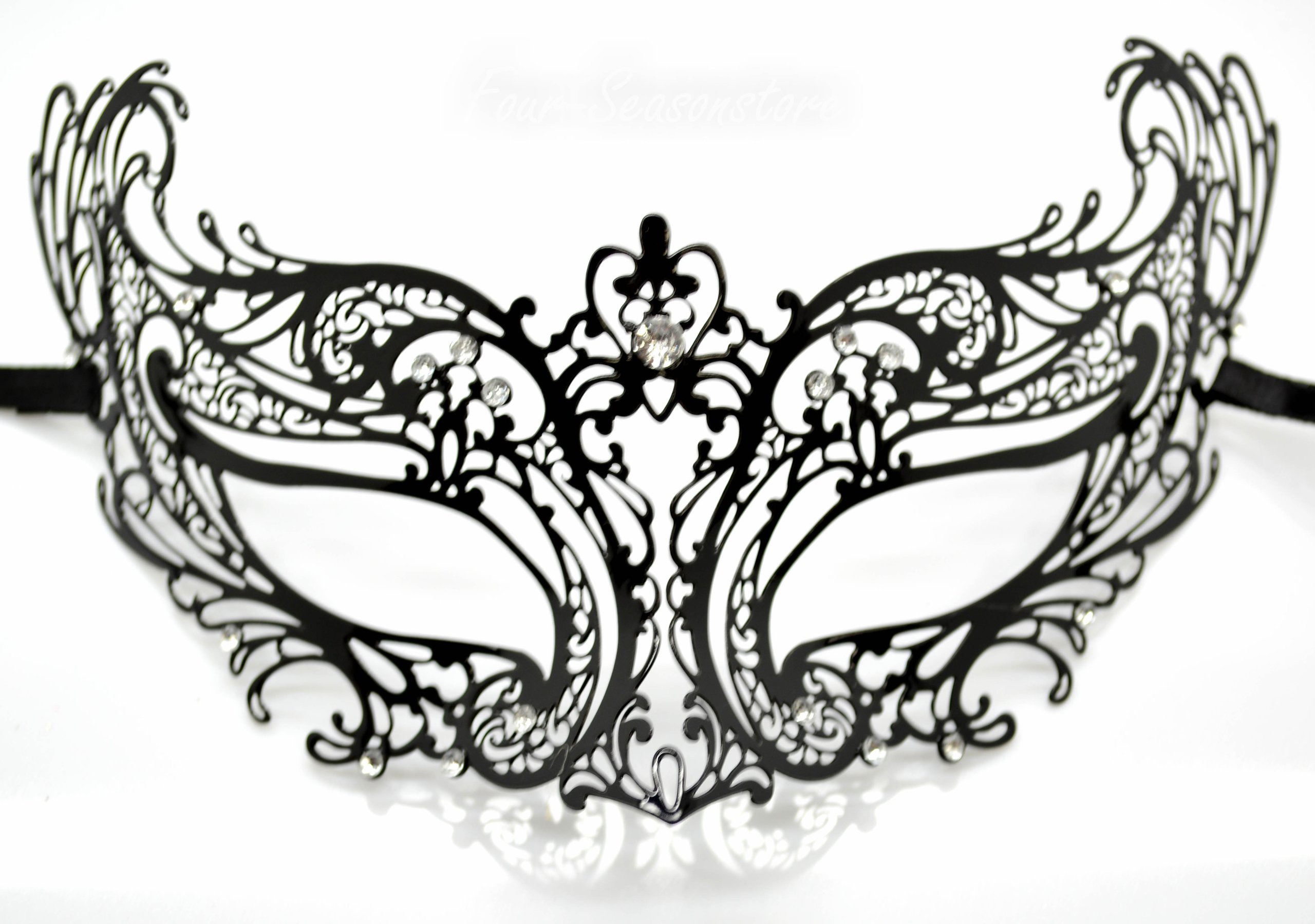 KBMasks Women's Stunning Laser Cut Venetian Halloween Masquerade Mask - Black