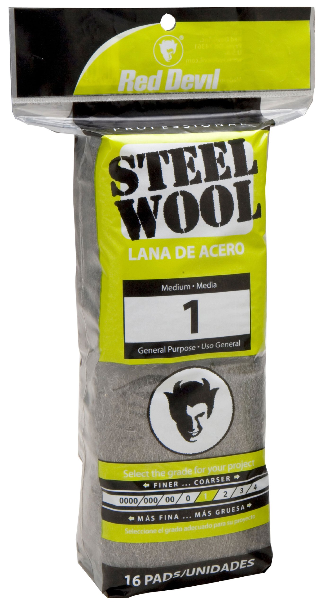 Red 0314 Steel Wool, 1 Medium, (Pack of 16)