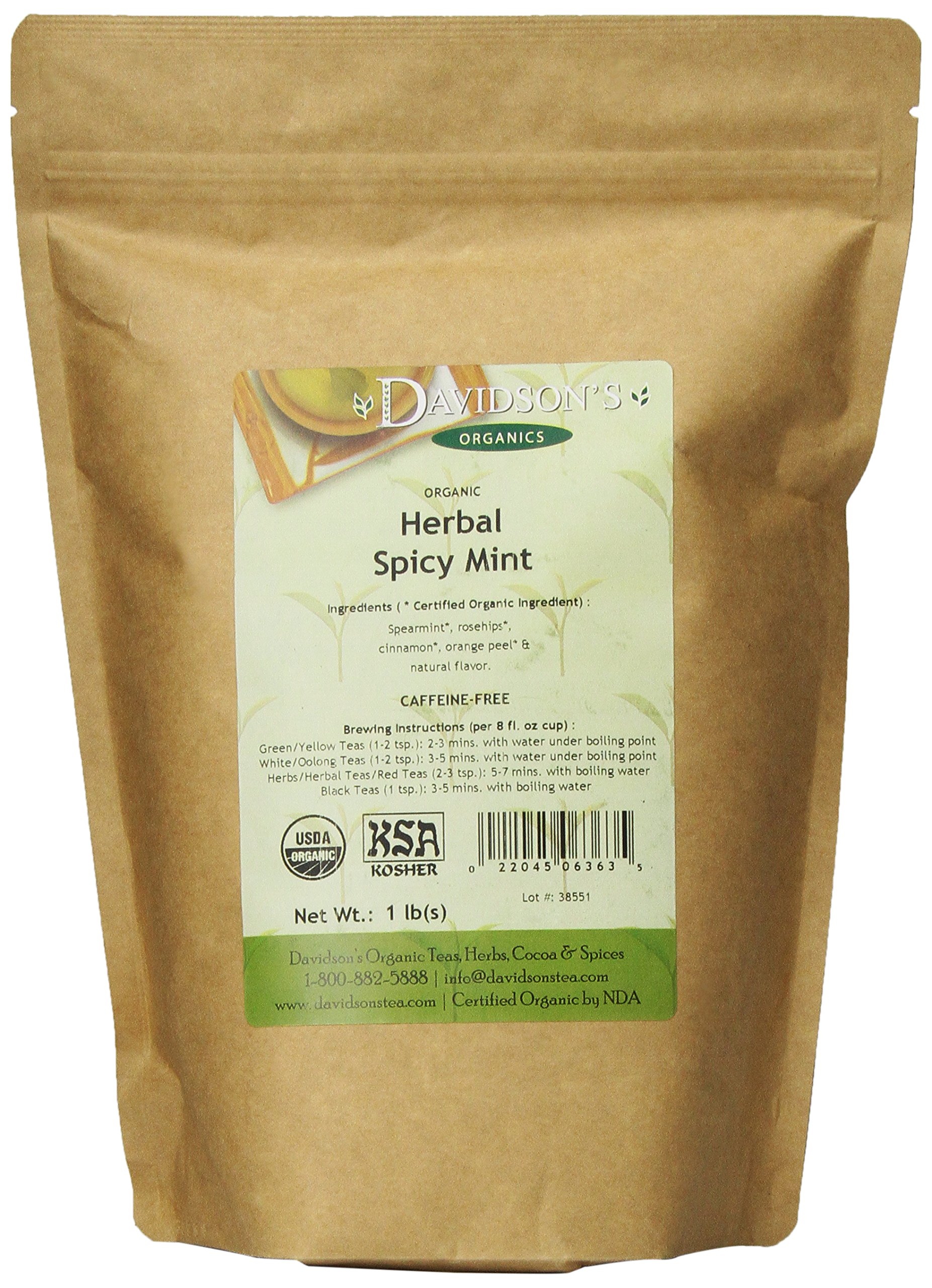 Davidson'sOrganics, Herbal Spicy Mint, Loose Leaf Tea, 16-Ounce Bag