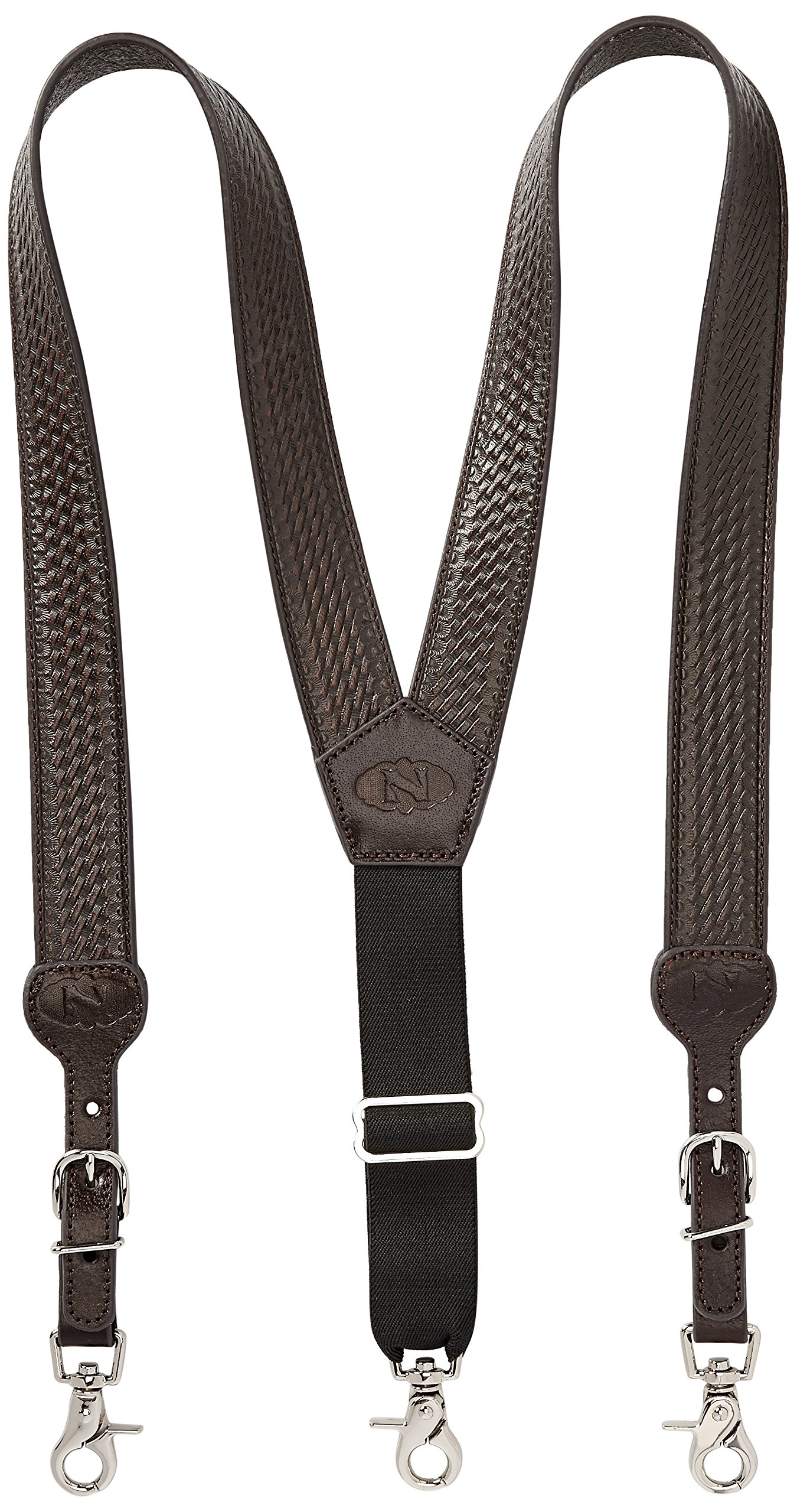 Nocona Belt Co. Men's Standard Gallus Basketweave Embossed Leather Suspenders