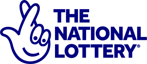 The National Lottery logo. On the left of the logo is a cartoon of a vertical hand with its fingers cross. The hand also contains a set of eyes and a smile. To the right of this is the words 'The National Lottery'.