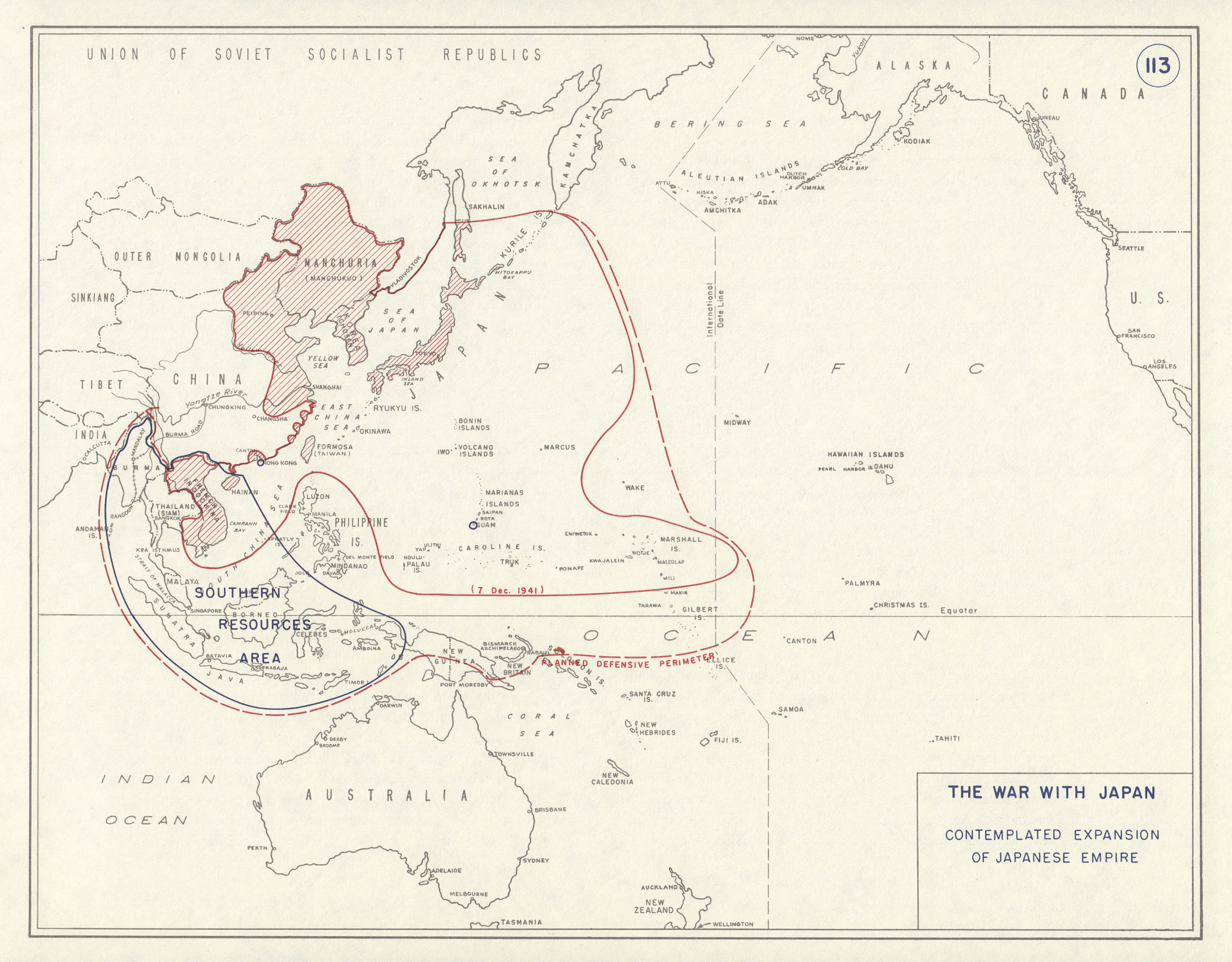 World War 2. Planned expansion of Japanese Empire 1959 old vintage map ...