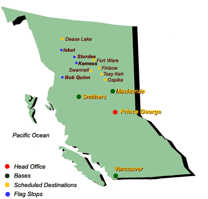 Northern Thunderbird Air route map