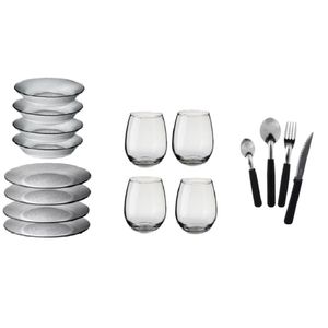 Set Vajilla Vaso Rigolleau Cubiertos Platos Aquamarine 4pers