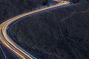 Light Trails Road 8k (320x240) Resolution Wallpaper