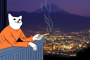 Smoking Cat (1400x900) Resolution Wallpaper