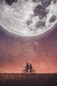 Couple On Cycle (320x568) Resolution Wallpaper