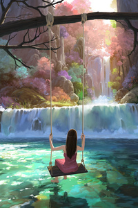 Girl On Swing (1080x2160) Resolution Wallpaper