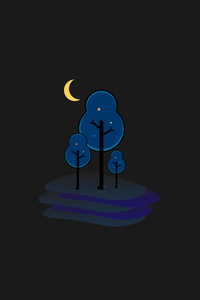 Tree Minimal Moon 4k (1440x2960) Resolution Wallpaper