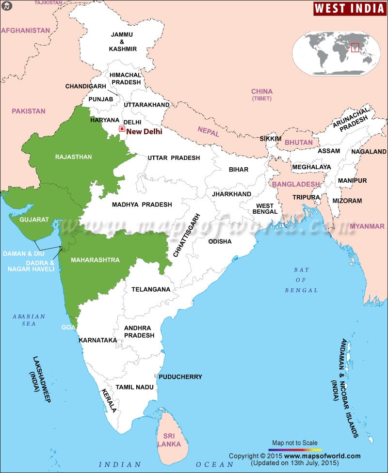 Where Is West In India Map - Gabbie Christiana