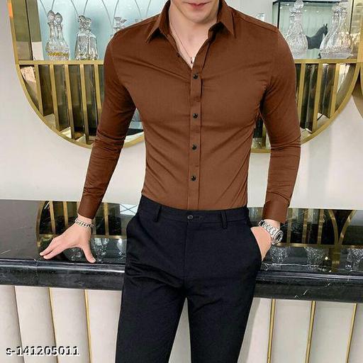 Men Plain Formal Shirt Solid Colour