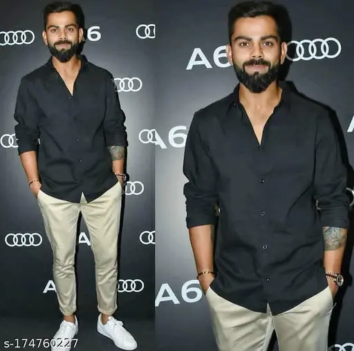 Men'S Formal Shirt Combination Top Outfit Ideas ( Black ) Virat Kohl