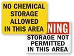 No Chemical Storage Signs