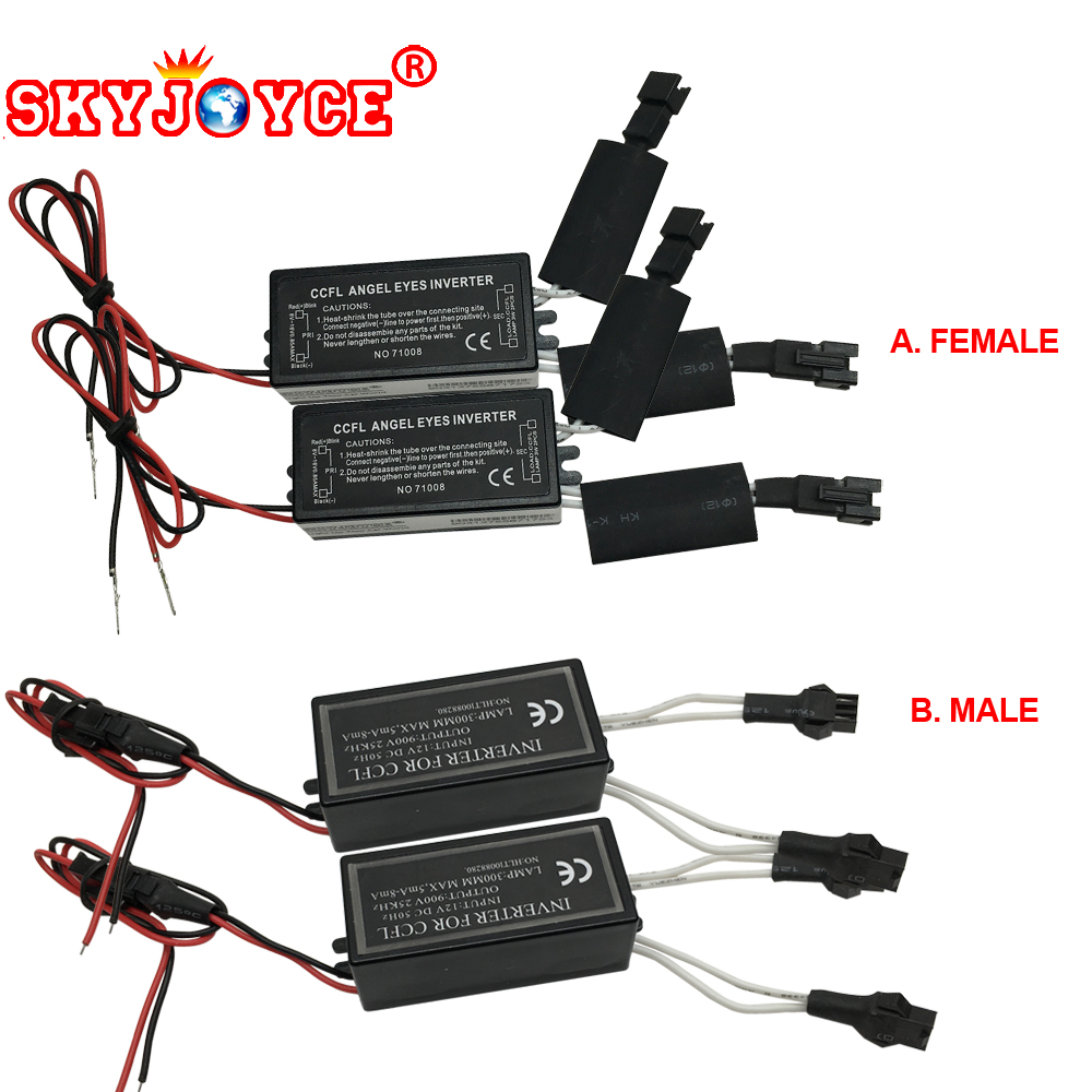 SKYJOYCE 1 paar Vrouwelijke Mannelijke CCFL driver inverter ontsteking power blokken voor ccfl angel eyes E46 E39 E53 drl driver projector lens