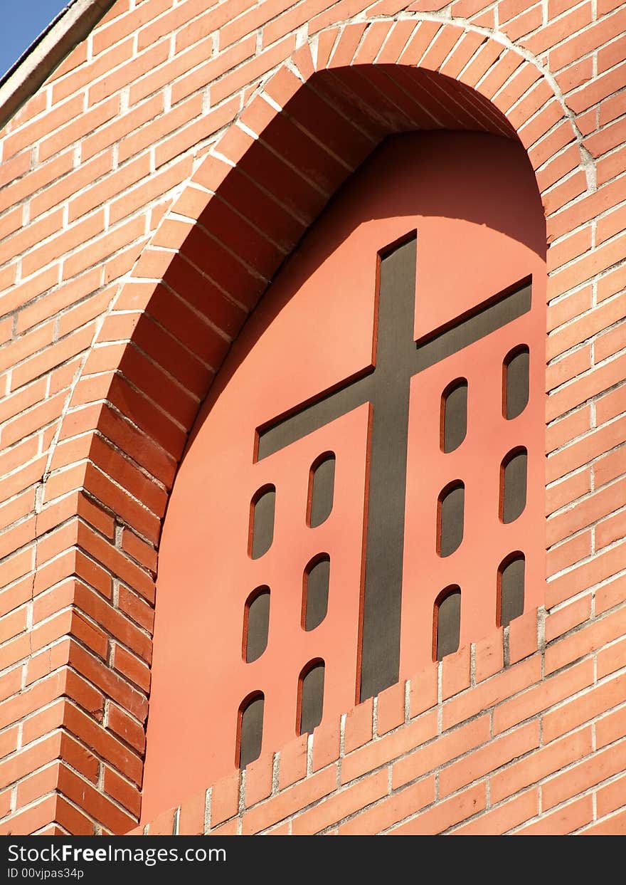 Church Cross in Window Arch