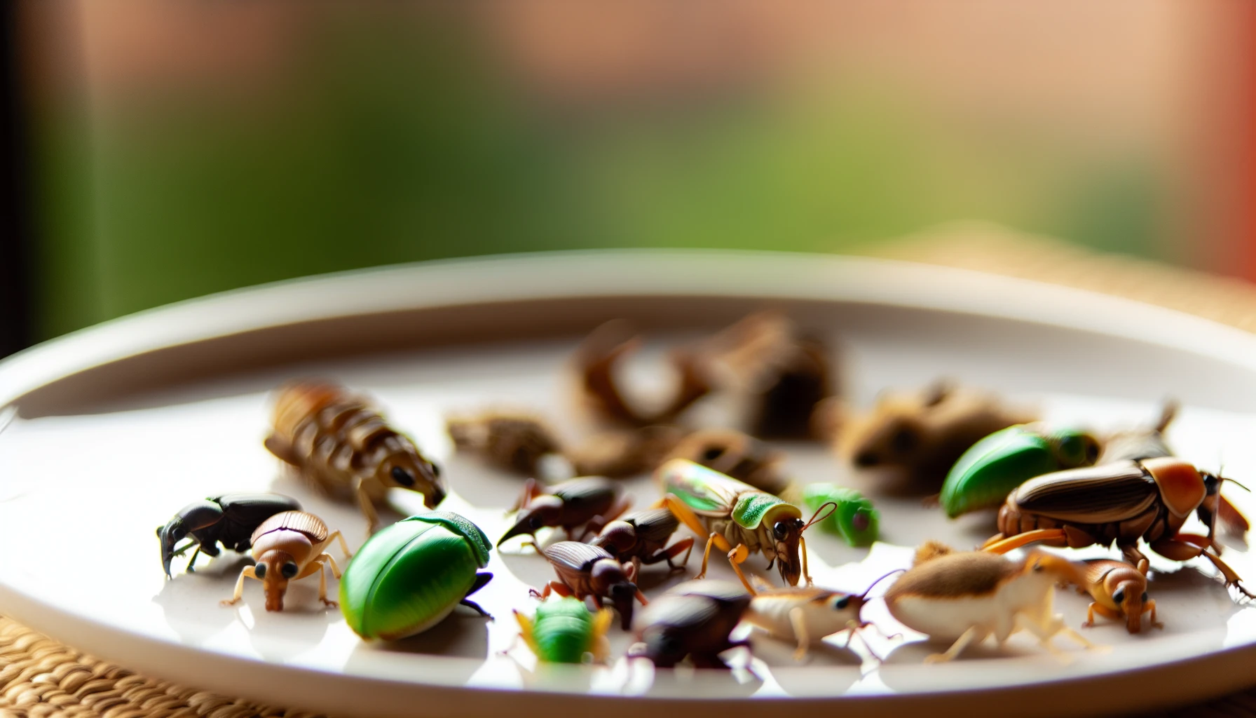 Plate of insects and small rodents