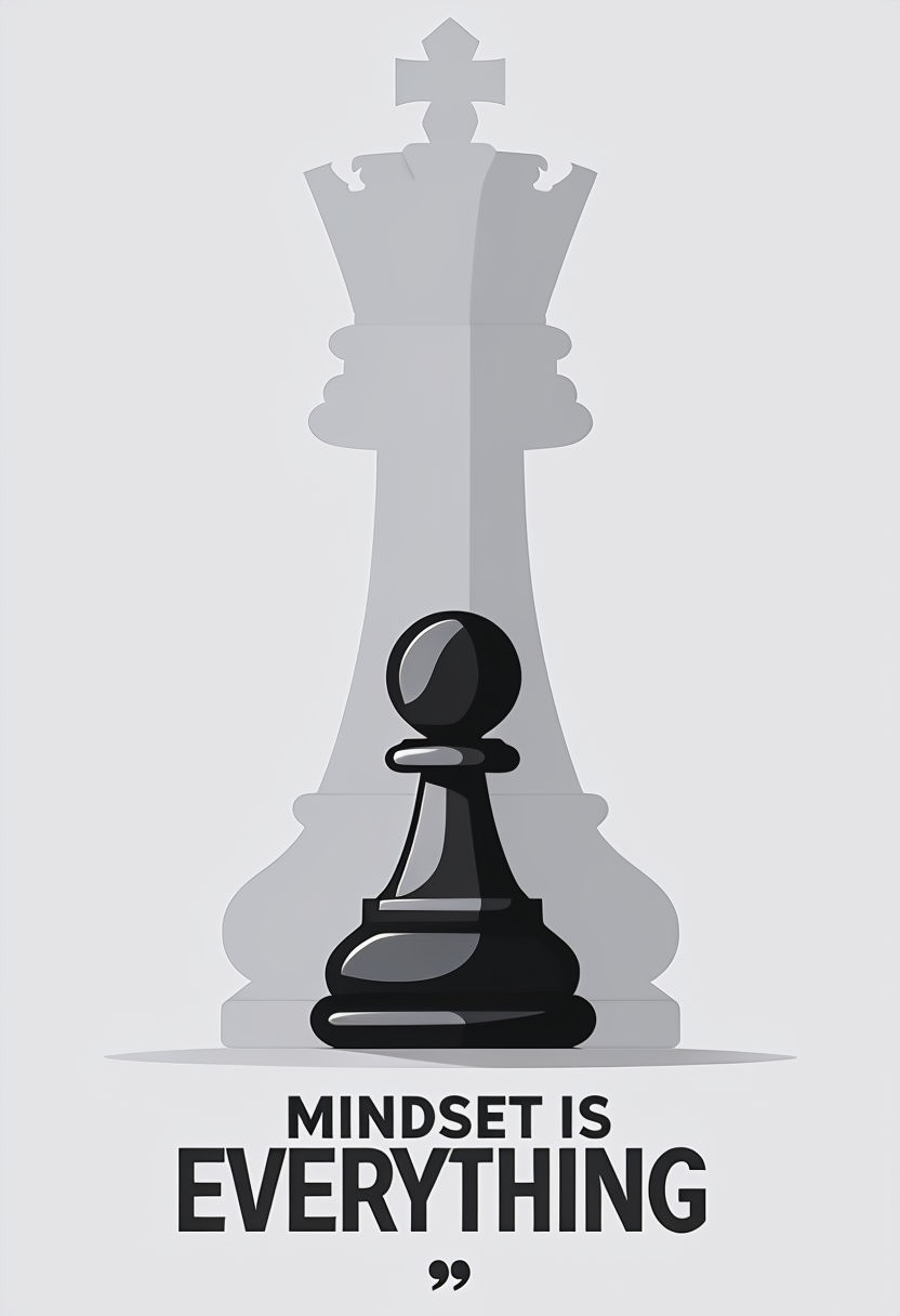 Mindset is Everything Pawn and King Graphic Art Poster