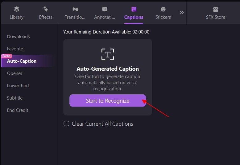 democreator add auto caption 